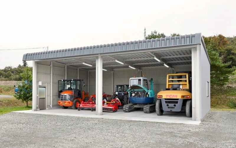 Open front steel shed